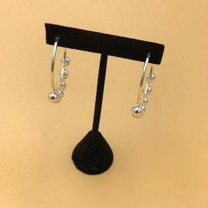 Sterling Silver Beaded Hoops Earrings.